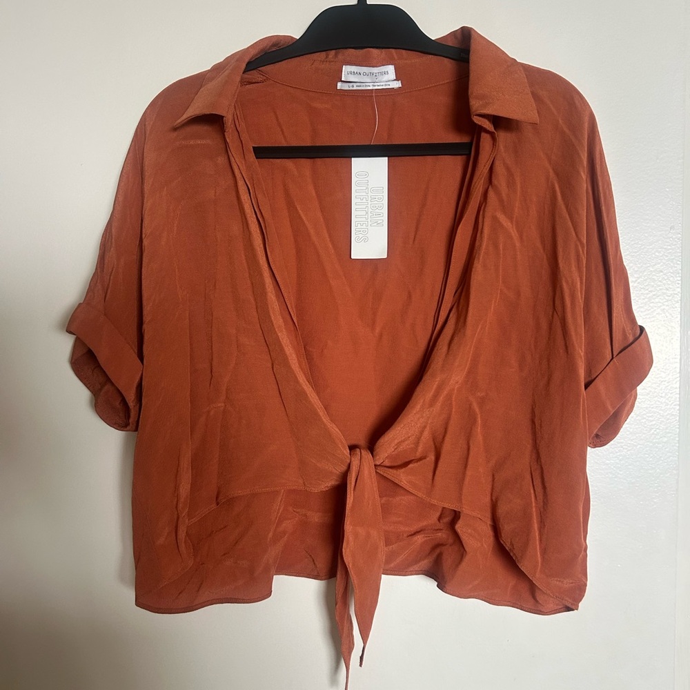 Urban Outfitters Rust Tie-Front Blouse